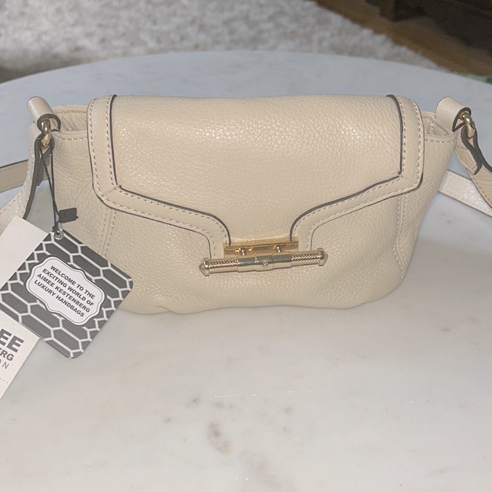 Aimee Kestenberg Harper ivory bone pebble leather crossbody bag